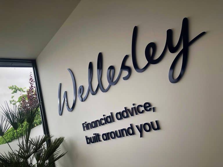 Acrylic lettering on office wall