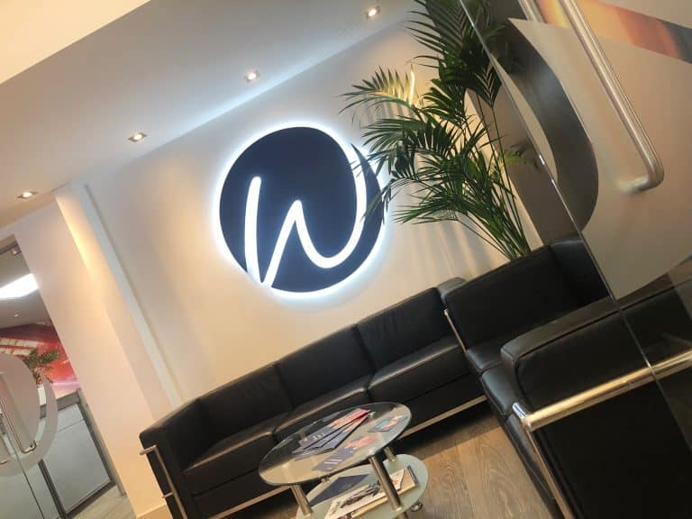 Halo illumination of Wellesley logo